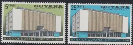 Guyana Mi.Nr. 265-66 Verwaltungsgebäudes der Bank von Guyana (2 Werte)