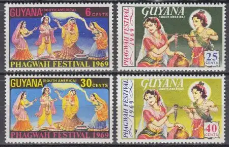 Guyana Mi.Nr. 330-33 Phagwa-Fest der Hindus (4 Werte)