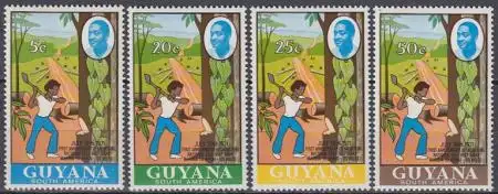 Guyana Mi.Nr. 391-94 Straßenbau nach Brasilien durch Freiwillige (4 Werte)