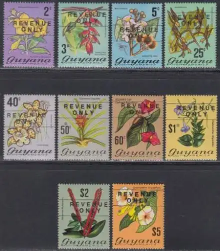 Guyana Mi.Nr. 396-98+403-09 Freim. Blumen m.Aufdr. REVENUE ONLY (10 Werte)