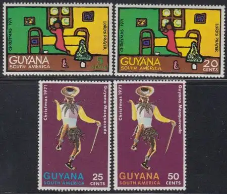 Guyana Mi.Nr. 410-13 Weihnachten, Kinderzeichnungen (4 Werte)