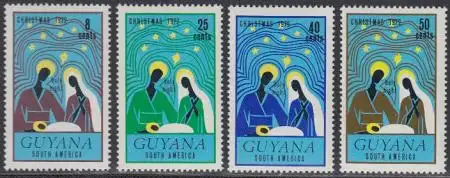 Guyana Mi.Nr. 430-33 Weihnachten, Maria und Joseph an der Krippe (4 Werte)