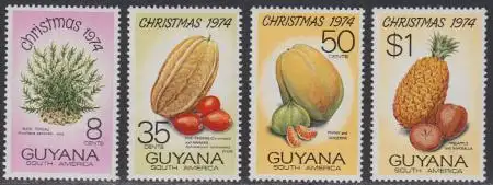 Guyana Mi.Nr. 468-71 Weihnachten, Früchte (4 Werte)