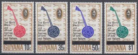 Guyana Mi.Nr. 512-15 Festival schwarzafrikanischer Kunst, Steeldrum (4 Werte)