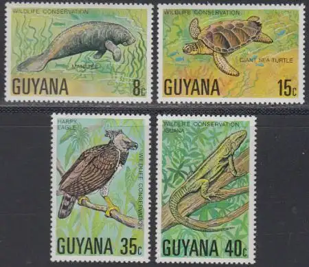 Guyana Mi.Nr. 530-33 Naturschutz, u.a. Manati, Schildkröte, Leguan (4 Werte)