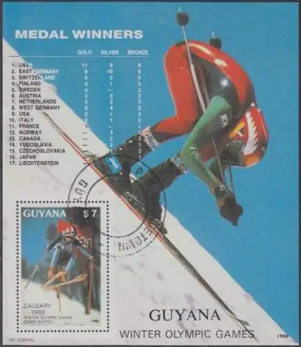 Guyana Mi.Nr. Block 25 Olympia 1988 Calgary, Abfahrtslauf 