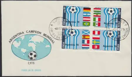 Peru Mi.Nr. 1106-09 Fußball-WM 1978 Argentinien, Flaggen (Viererblock)