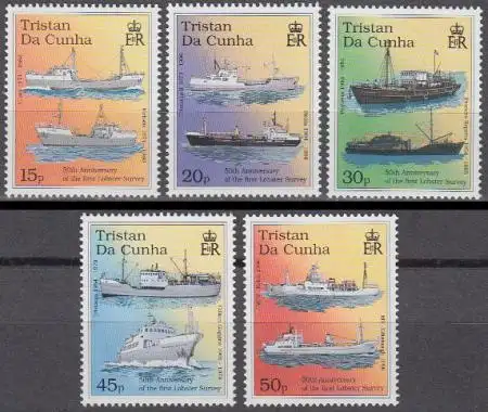 Tristan da Cunha Mi.Nr. 628-32 Fischereischutzschiffe (5 Werte)