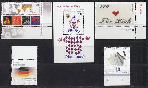 Bund, Zusammenstellung aus Jahrgang 2000, postfrisch