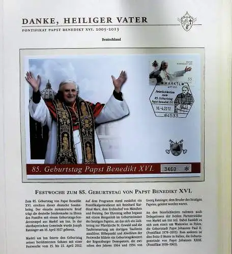 Sammlung "Papst Benedict XVI. 2005-2013" (alle Seiten sind unten abgebildet)