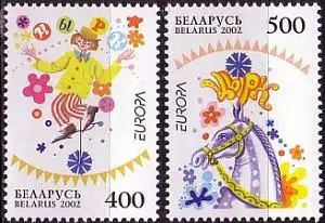 Weißrußland Mi.Nr. 447-448 Europa 2002, Zirkus (2 Werte)