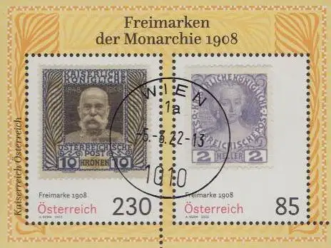 Österreich MiNr. Block 132 Freimarken der Monarchie 1908