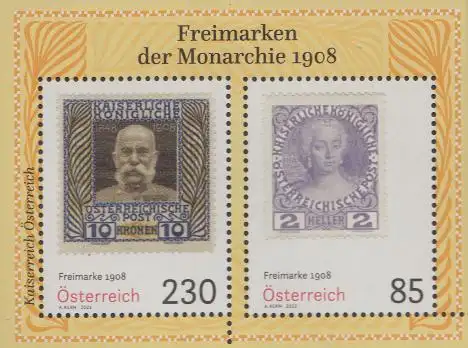 Österreich MiNr. Block 132 Freimarken der Monarchie 1908