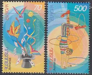 Armenien Mi.Nr. 464-65 Europa 02, Zirkus, u.a. Jongleur im Clownkostüm (2 Werte)