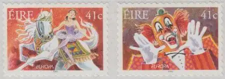 Irland Mi.Nr. 1434-35 Europa 02, Zirkus, Clown, Kunstreiterin, skl. (2 Werte)