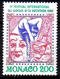 Monaco Mi.Nr. 1601 Zirkusfestival, Clown, Akrobatin, Seiltänzer, Elefant (2,00)