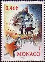 Monaco Mi.Nr. 2600 Europa 2002, Zirkus, Weltkugel, Clown, Elefant (0,46)