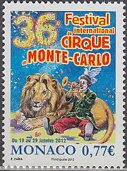 Monaco Mi.Nr. 3066 36. Int. Zirkusfestival in Monte Carlo, Löwe und Clown (0,77)