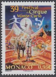 Monaco Mi.Nr. 3211 Int.Zirkusfestival, Plakat Elefant, Clown, Tiger (0,95)