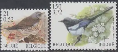 Belgien Mi.Nr. 3037-38y Freim. Vögel, Drossel, Elster (2 Werte)