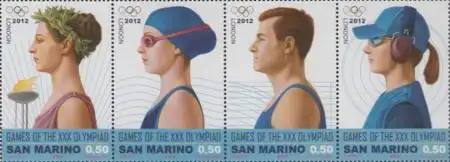 San Marino Mi.Nr. Zdr.2525-28 Olympia 2012 London, Schwimmen, LA, Schießen