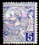 Monaco Mi.Nr. 13 Freim. Fürst Albert I, blau (5 c)