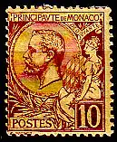 Monaco Mi.Nr. 14 Freim. Fürst Albert I, braunrot auf sämisch (10 c)