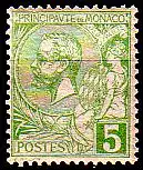 Monaco Mi.Nr. 22 Freim. Fürst Albert I, hellgrün (5 c)