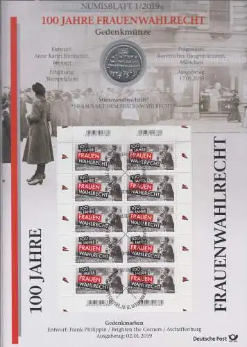 D,Bund, 100 Jahre Frauenwahlrecht  (Numisblatt 1/2019)