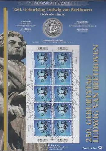 D,Bund, 250. Geburtstag Ludwig van Beethoven (Numisblatt 2/2020)