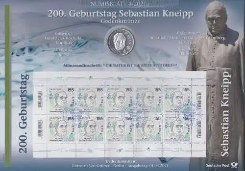 D,Bund, 200. Geburtstag Sebastian Kneipp (Numisblatt 4/2021)