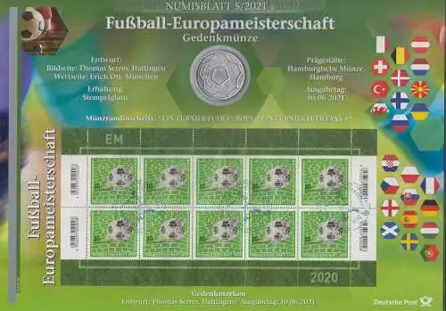 D,Bund, Fußball - Europameisterschaft  (Numisblatt 5/2021)