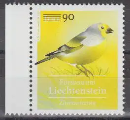 Liechtenstein MiNr. 2035 Freim. MiNr. 2005 m.Aufdr. d.neuen Wertes Zitronenzeisig 