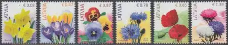 Lettland Mi.Nr. 882-87 Freim. Blumen (6 Werte)