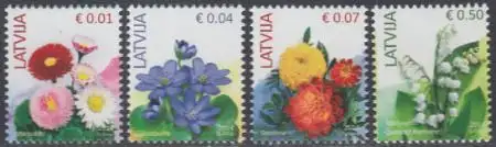 Lettland Mi.Nr. 899-902 I Freim. Blumen, Jahreszahl 2014 (4 Werte)