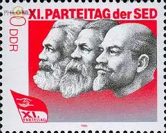 D,DDR Mi.Nr. 3009 Parteitag der SED, Marx, Engels, Lenin (10)