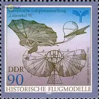 D,DDR Mi.Nr. 3314 Historische Flugmodelle, Segelapparat v. Lilienthal (90)