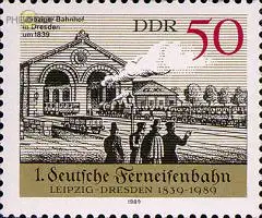 D,DDR Mi.Nr. 3240 1. dt. Ferneisenbahn, Leipziger Bahnhof in Dresden (50)