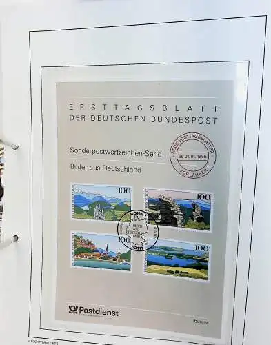 Belege BRD, Berlin und DDR auf Blättern, alle Seiten unten abgebildet