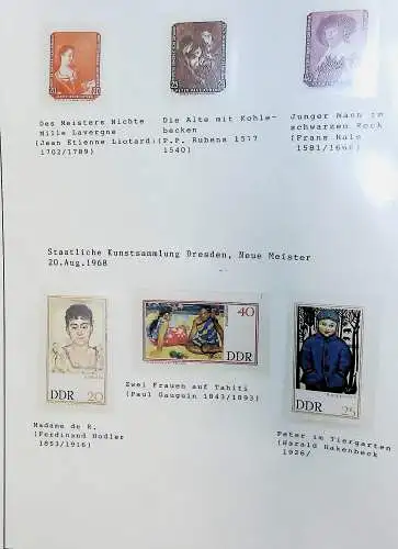 DDR, Kunst auf Briefmarken aus 1955 bis 1988, alles unten abgebildet