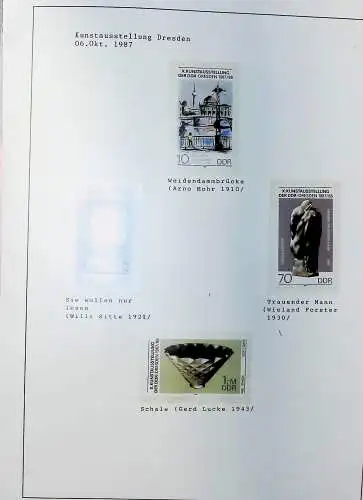 DDR, Kunst auf Briefmarken aus 1955 bis 1988, alles unten abgebildet