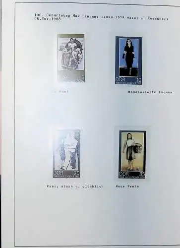 DDR, Kunst auf Briefmarken aus 1955 bis 1988, alles unten abgebildet