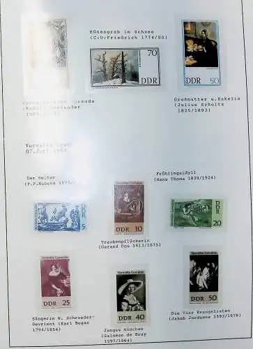 DDR, Kunst auf Briefmarken aus 1955 bis 1988, alles unten abgebildet