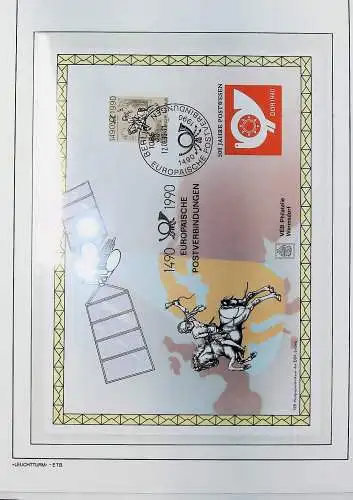 Motive auf Briefmarken zum Thema "Post in Deutschland", alles unten abgebildet