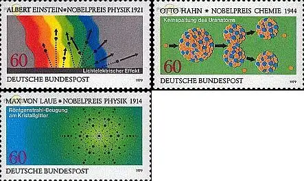 D,Bund Mi.Nr. 1019-1021 Nobelpreisträger Physik und Chemie (3 Werte)