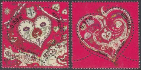 Frankreich MiNr. 5496-97 Grußm.Valentinstag, Herzen a.Modehaus Hermès (2W.)