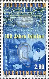 Liechtenstein Mi.Nr. 1189 100 J. Telefon, hist. Telefonvermittlung (2,80)