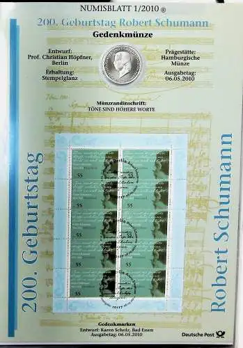  Bund Numisblätter aus 2010 bis 2012