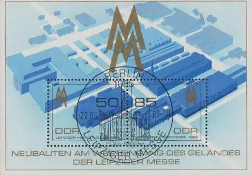 D,DDR Mi.Nr. Block 99 Leipziger Herbstmesse 89, Neubauten auf Messegelände