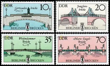 D,DDR Mi.Nr. 2972-75 Historische Brücken in Berlin (4 Werte)